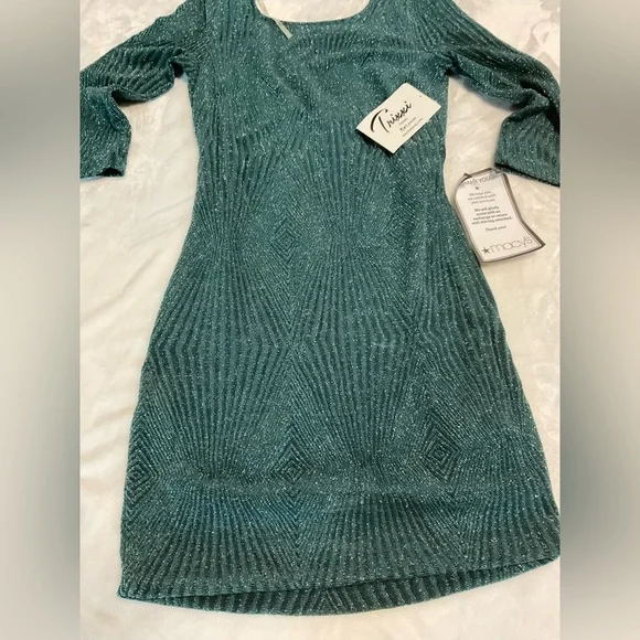 TRIXXI WOMEN'S SHIMMERY 3/4 SLEEVE DRESS - Picture 6 of 7